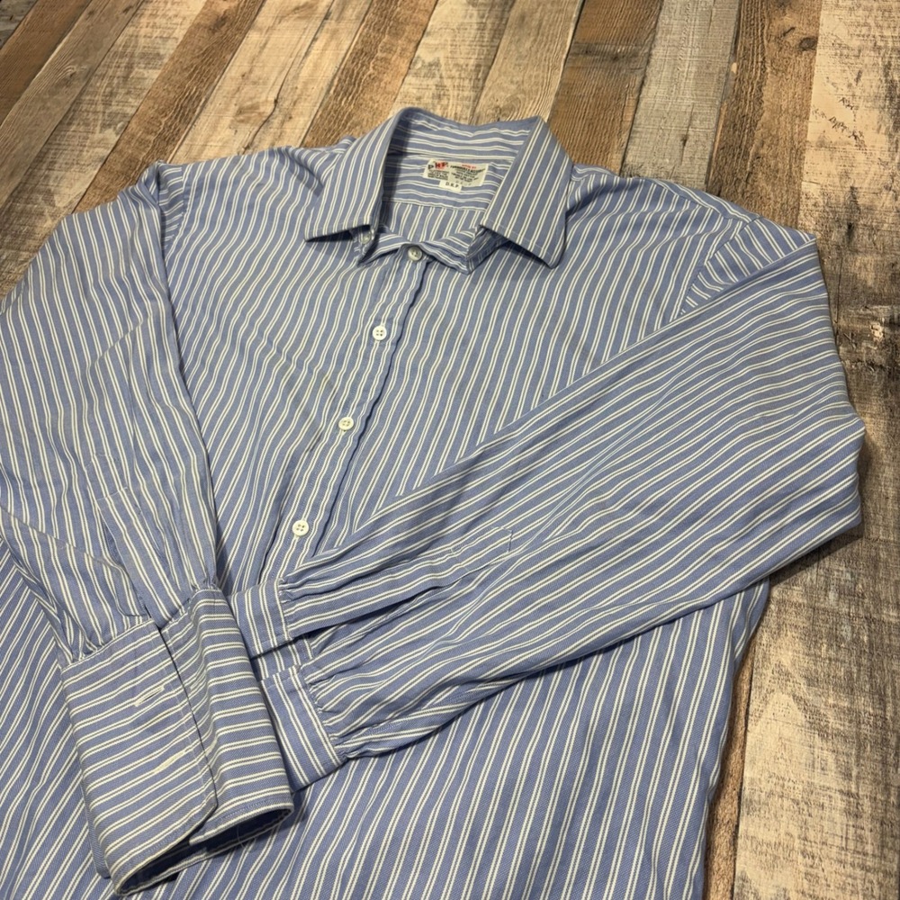 Turnbull & Asser Shirt Mens XL Blue White Striped Cotton England Luxury Business